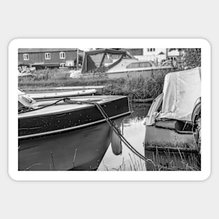 Boats moored on the Norfolk Broads Sticker